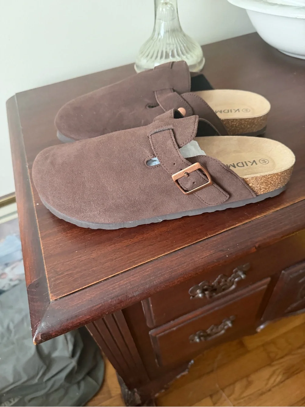 Brown Kidmi Slip-On Clog with Adjustable Strap